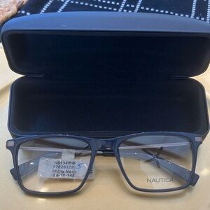 NAUTICA MENS SHINY NAVY EYEGLASSES FRAMES $142 WITH CASE NEW